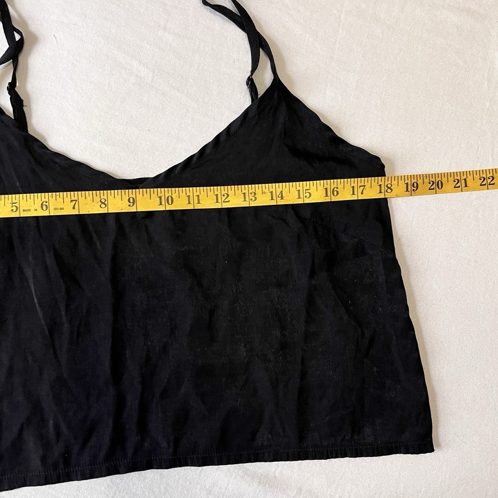 MINKPINK Black Slinky Tank Top Women's Med Spaghetti Strap Cropped Goth Summer - Picture 6 of 7